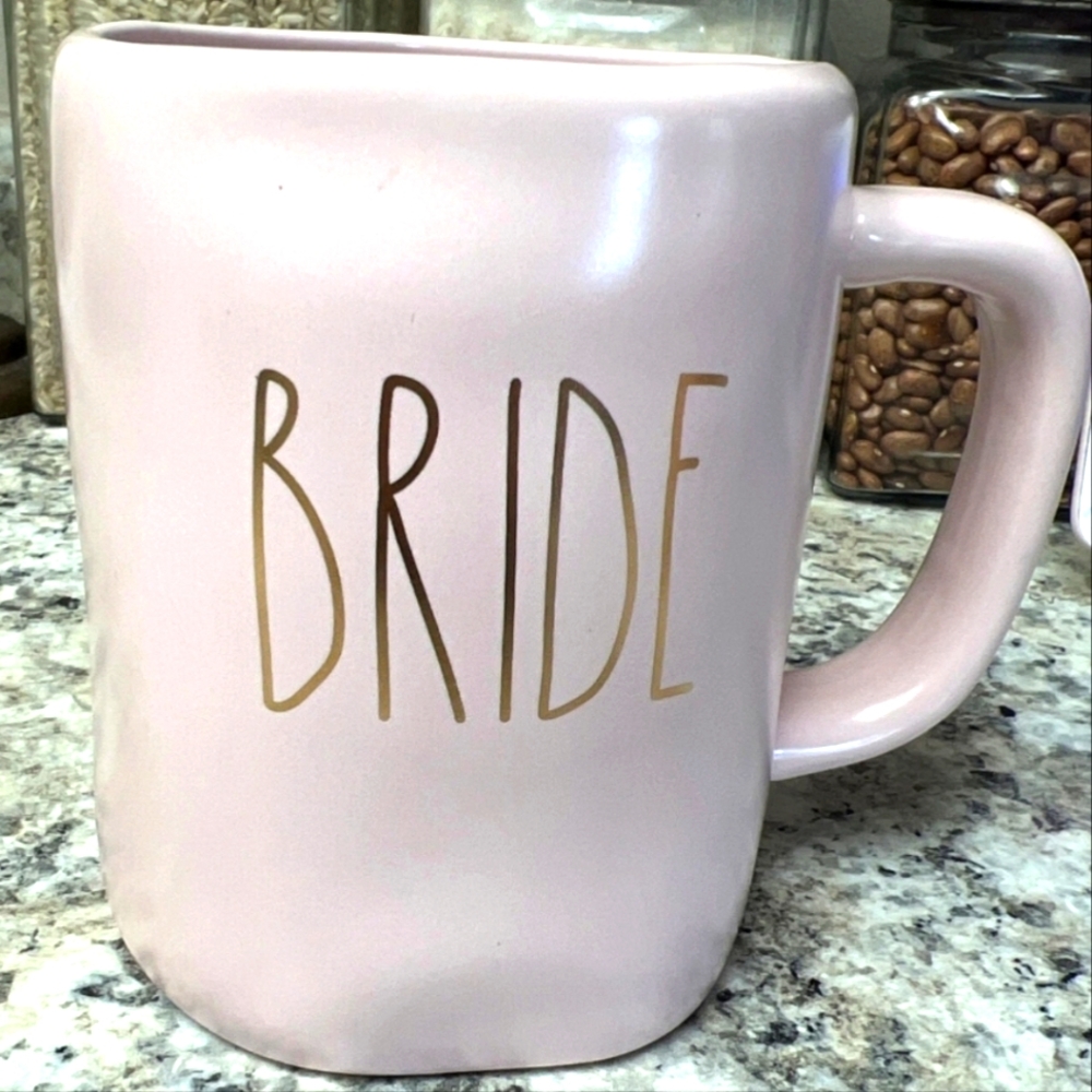 Rae Dunn Bride Coffee Cup Magenta Glass Wear Artisan Collection RD Glass Jar